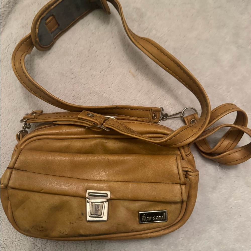 Marsand Vintage‎ Small Leather Camera Bag Tan Crossbody Wristlet USA
